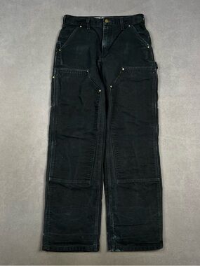 Carhartt Double Front Black Cargo Carpenter Pants with Utility Pockets